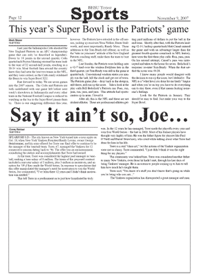 sports page layout Nov. 9, 2007